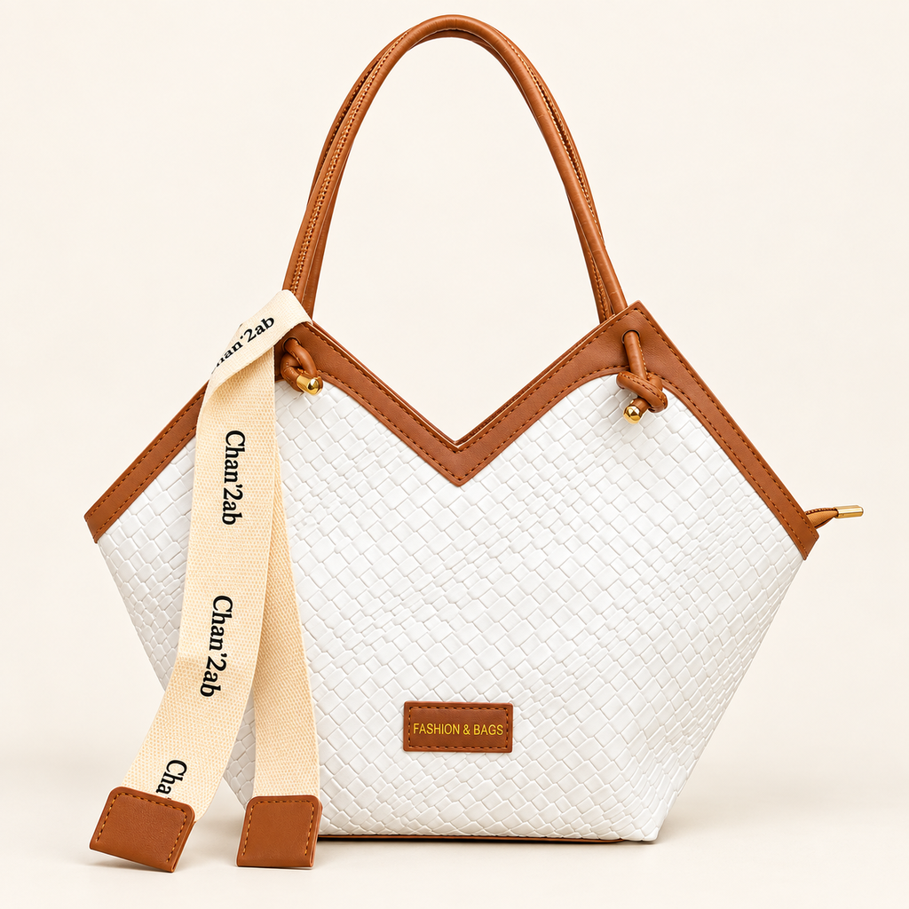 Ivory Woven Tote Bag