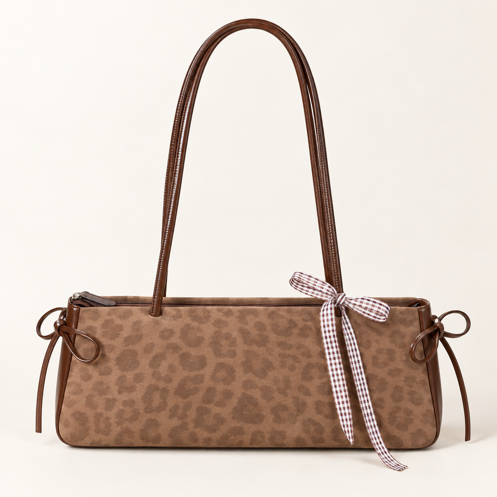 [UZ-B012] Cocoa Leopard East-West Tote Bag