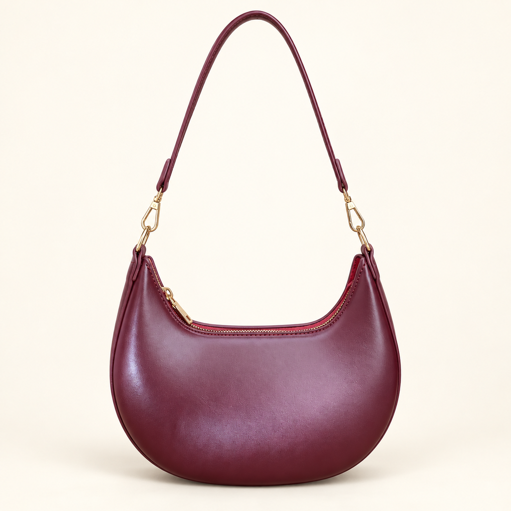 [UZ-BO13] Burgundy Crescent Hobo Bag