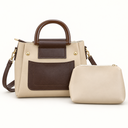Beige & Chocolate 2-in-1 Structured Tote Bag