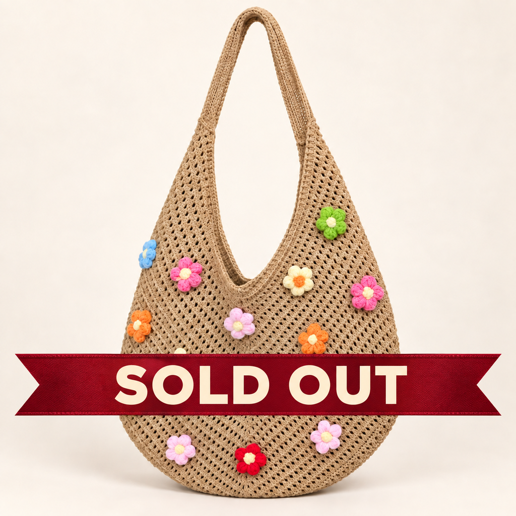 Floral Crochet Hobo Bag