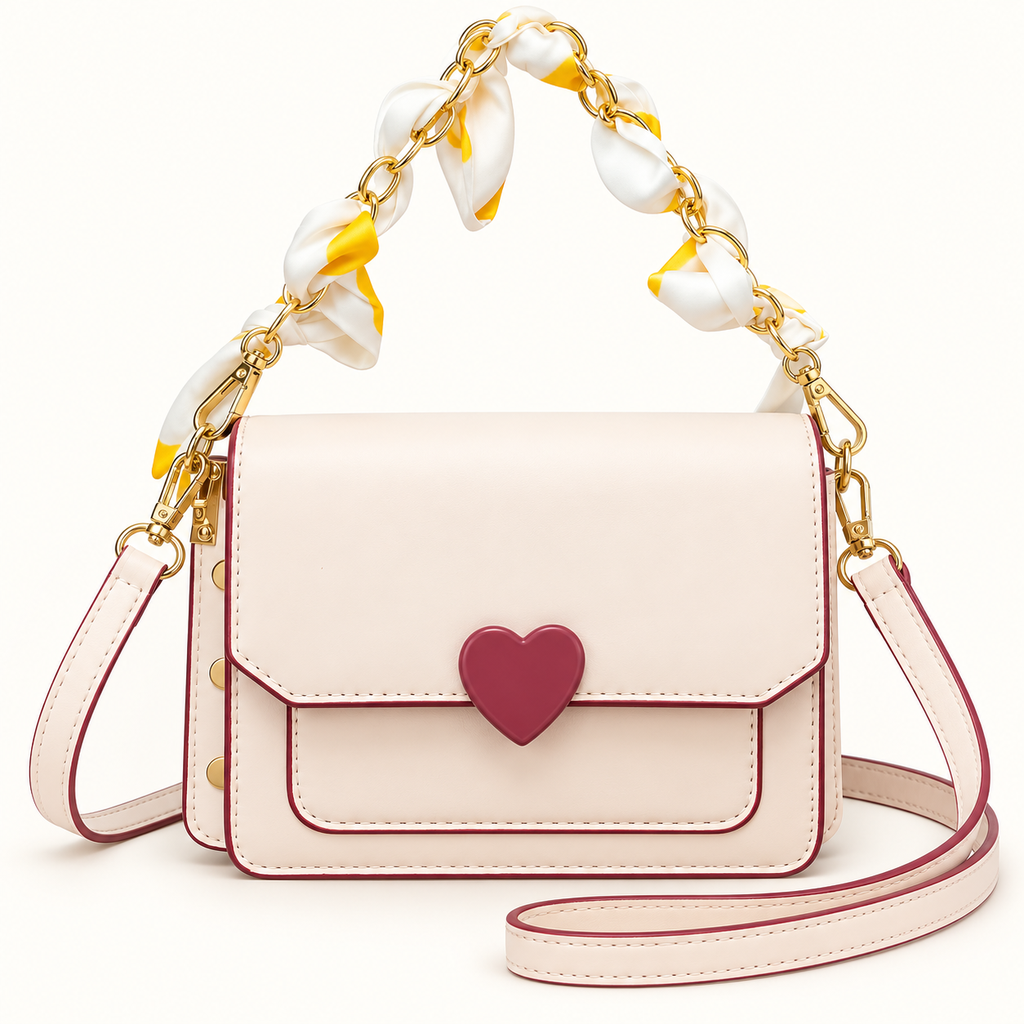 [UZ-B019] Heart Charm Dual-Strap Crossbody Bag