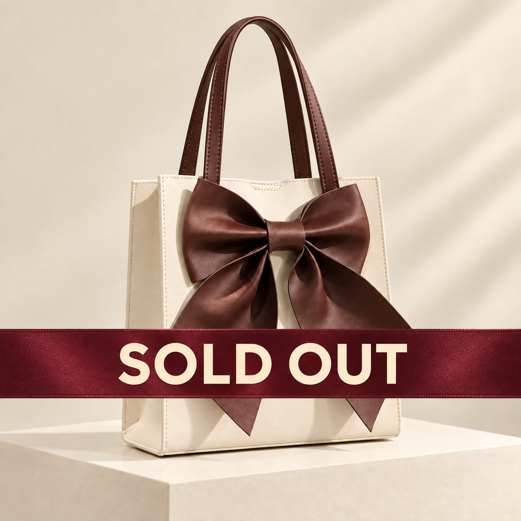 [UZ-B020] Chocolate Bow Structured Tote Bag