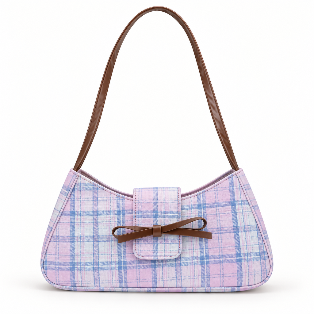 [UZ-BO21] Pastel Plaid Bow Shoulder Bag
