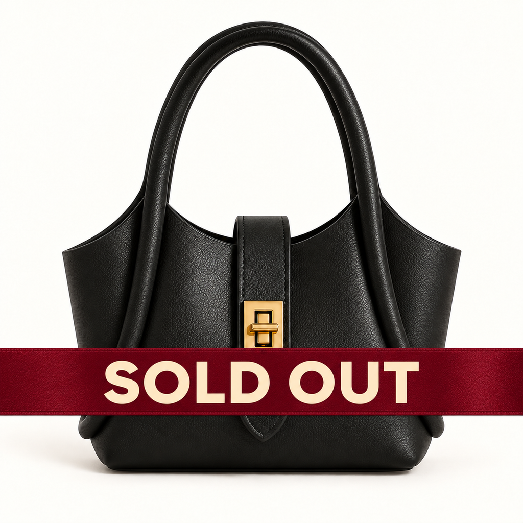 [UZ-B024] Classic Black Turn-Lock Mini Tote Bag